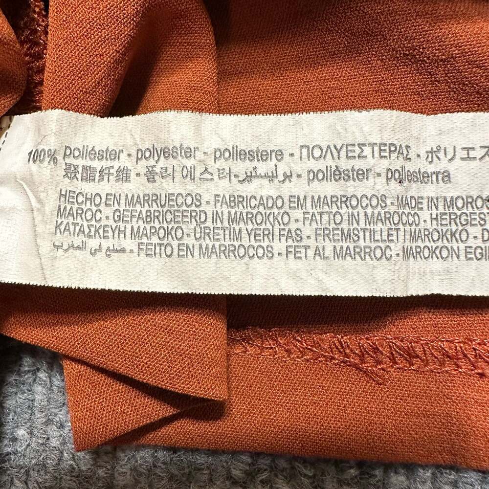 ZARA Russet Orange Draped Asymmetric Collar Batwing Sleeve Blouse Quiet Luxury - Picture 8 of 9